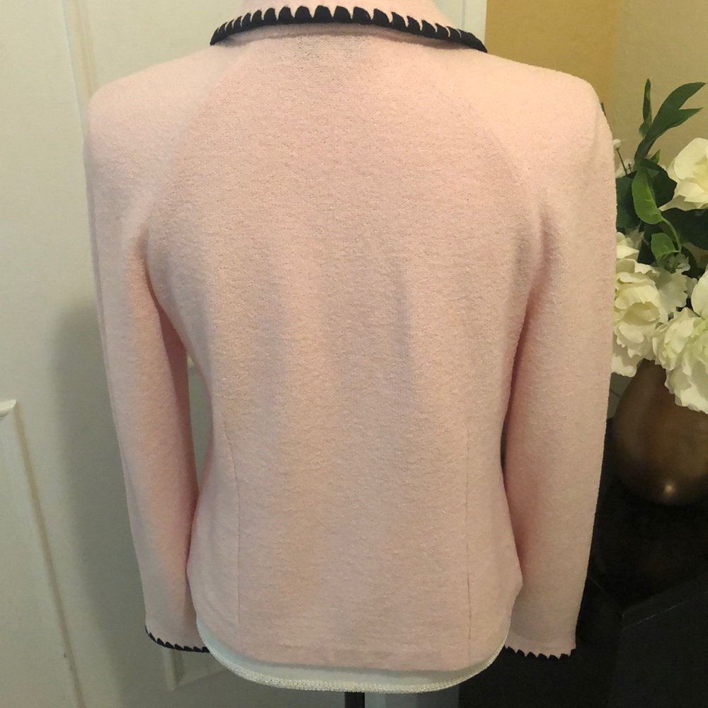 ST JOHN Pink Black Blazer Town & Country Jackie O Size 8 - Picture 8 of 15